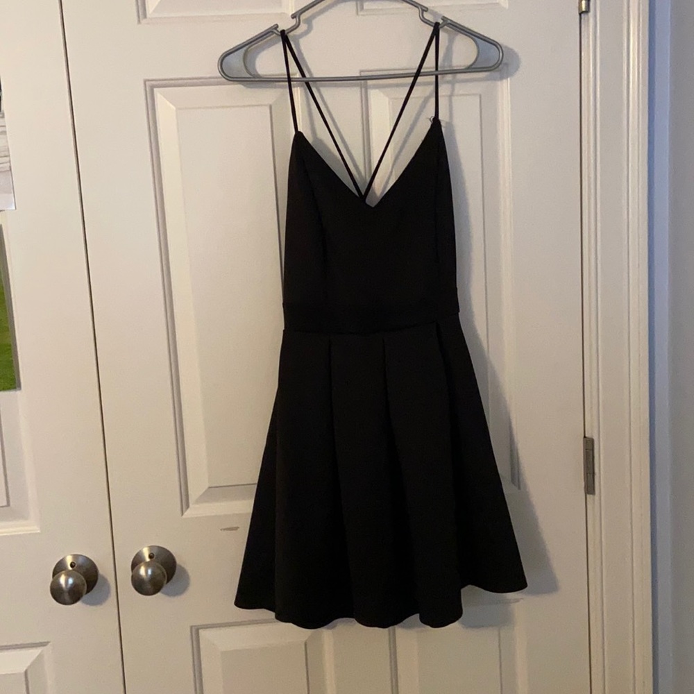 Black Skater Dress, Cross-back, size M
